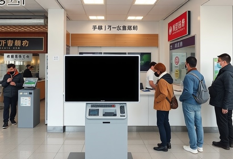 対応前 — 繁忙時間帯に停止した端末。待ち列が窓口へ移っています。